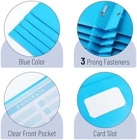 - Plastic Folders with Pockets and Prongs, 36 Pack, Letter Size, Blue, Flexible Plastic Folders with Prongs, Clear Front Pocket and Card Slot