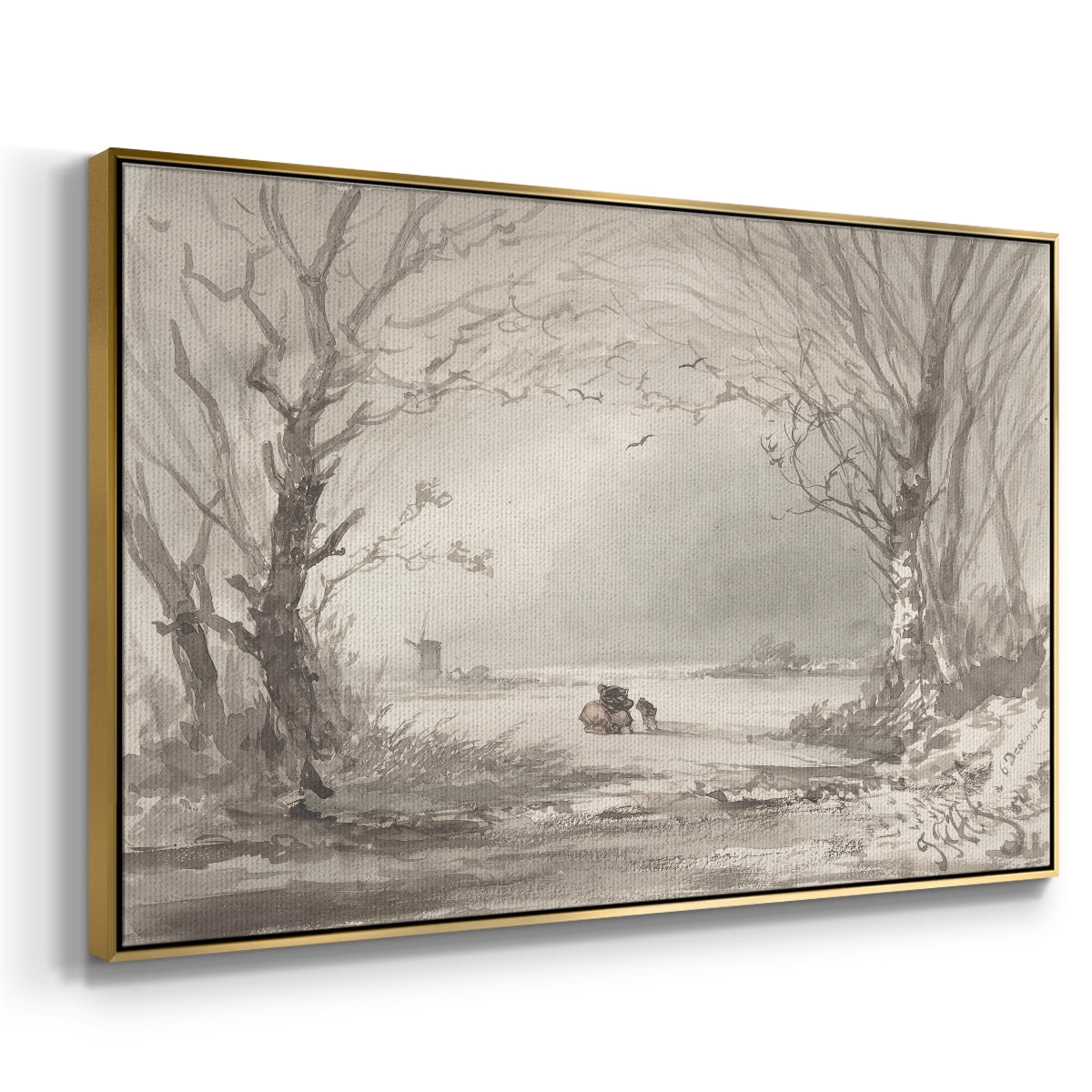 Vintage Landscape-CLXI By Wexford Home Framed in Gold Wood Gallery Wrapped Canvas 25 in. x 37 in.