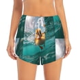 thumbnail image 2 of Fuzoiu Underwater Swimming Duck Print Women's Athletic Shorts, Double-Layer Running Shorts with Pocket,Women's Workout Shorts for Yoga, Gym, and Workouts-Medium, 2 of 7