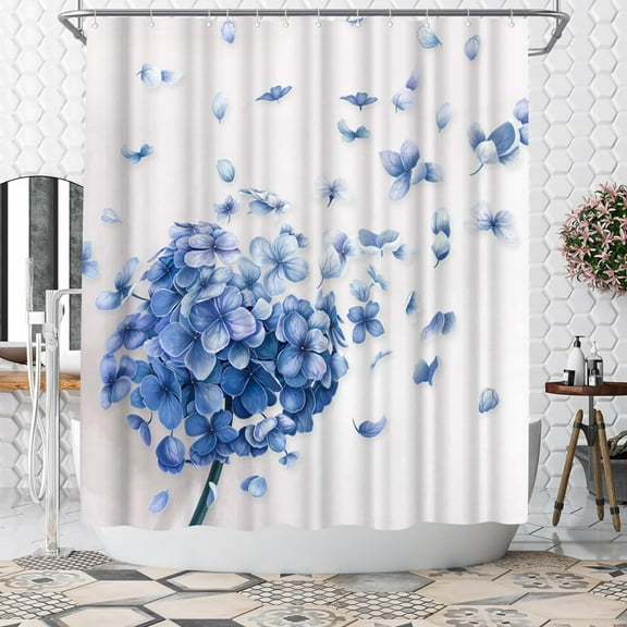 Hydrangea Shower Curtain Natural Flower Shower Curtain Elegant Bathroom Set Polyester Fabric Waterproof With Hook 48"W x 72"L (Pack of 1)