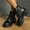 #114-Black, variant on Wowcloth Patent Leather Platform Boots for Women – Comfortable Lace-Up Buckle Closure Wide Width Design with Chunky Mid Heel for Autumn Winter Casual Wear