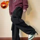 thumbnail image 3 of Pantalones rectos anchos apilados para hombre, pantalones cargo para hombre, pantalones holgados de invierno estilo emo, ropa de lujo vintage a la moda de talla grande, más baratos, 3 of 5
