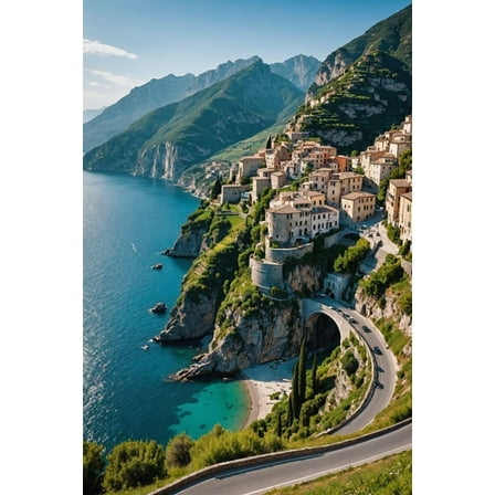 View of Beautiful Amalfi On Hills Leading Down to The Coast, Campania, Italy - Premium 500 Piece Jigsaw Puzzle for Adults