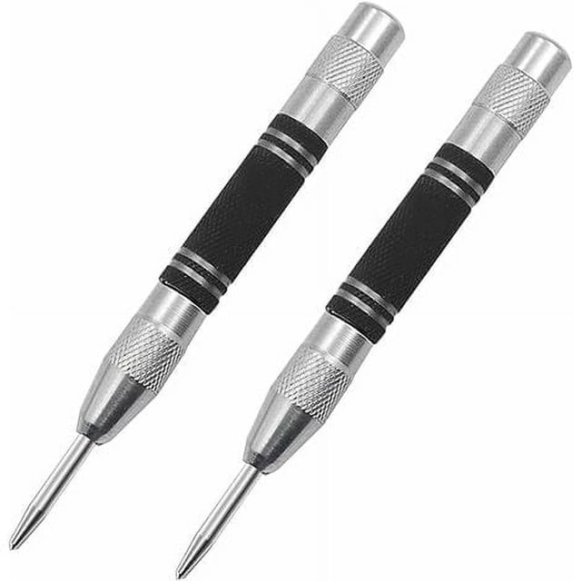 Lojalitet Punzón central de 2 piezas, punzones centrales con resorte de 5 pulgadas automático con herramienta de punzonado automático de impacto ajustable Herramienta para romper ventanas de