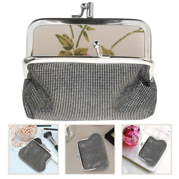Hytrove Small Change Purse Kiss Lock Organizer Grey 1Set