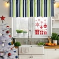 thumbnail image 6 of Navy Blue Green Striped Valances for Windows, Decorative Rod Pocket Window Valance Curtains, Modern Minimalist Ombre Lines Short Curtain Drapes for Kitchen/Living Room, 2 Panels, 60" W x 18" L, 6 of 8