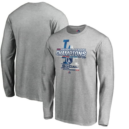National League Champions Locker Room - Los Angeles Dodgers Majestic 2018 National League Champions Locker Room Long Sleeve T-Shirt - Heather Gray