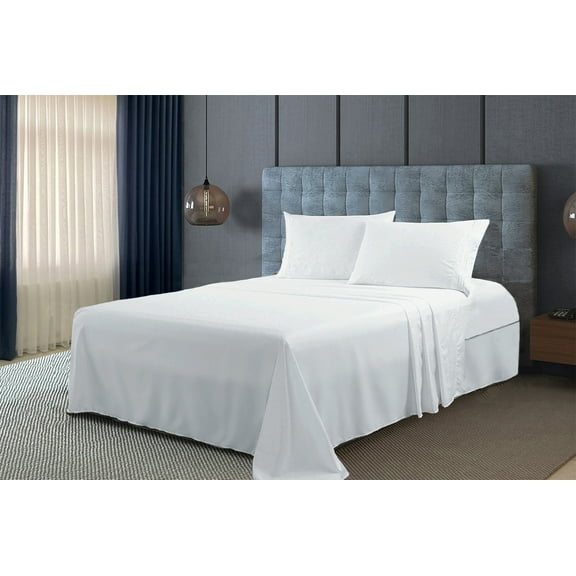 Smyrna Queen Size Bamboo Derived Rayon Sheets Set, Deep Pockets, Softer Than Cotton, Luxury Sheet Set, Moisture Wicking, No Fading, High Quality, Queen Size, White