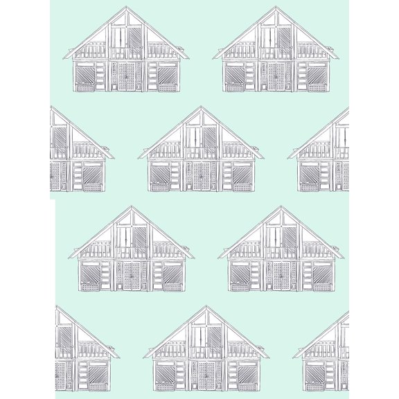 Dreamhouse Classic Removable Vinyl Wallpaper by Barbie - Robins Egg