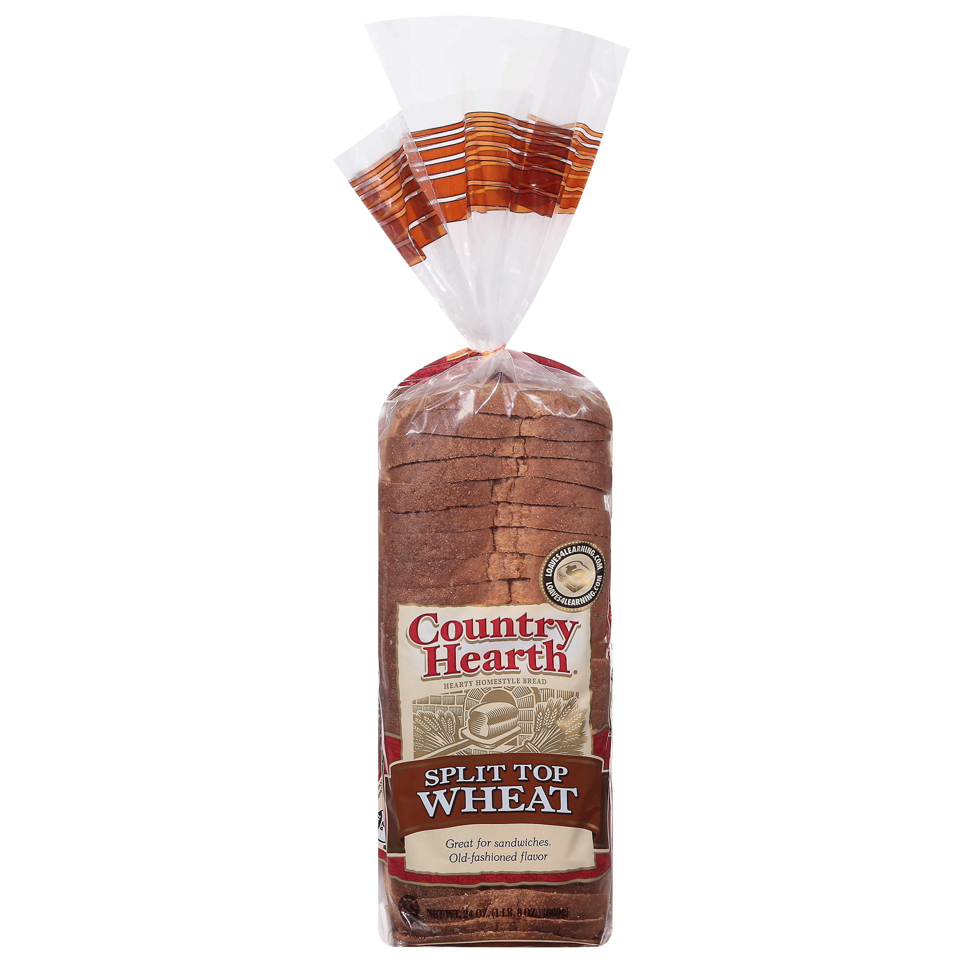 Country Hearth Split Wheat Bread Loaf, 24 oz, 20 Count