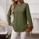 thumbnail image 5 of Tops para adolescentes,Blusa de mujer de color liso, manga larga, cuello redondo, estilo jersey, poliéster, informal, cómoda para el hogar y uso diario, sopatenor, 5 of 8