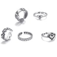 thumbnail image 1 of OUSITAID 5Pcs/Set Stackable Ring Adjustable Heart Rings Set Vintage Boho Jewelry for Women Girls, 1 of 7