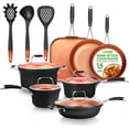 thumbnail image 1 of NutriChef 14 Pc Pots and Pans Set, Cookware Set Nonstick, Stackable, Long Lasting 3 Layer Coating- Induction & All Stovetop Safe, Dishwasher Safe, 100% Non-Toxic Copper, 1 of 7