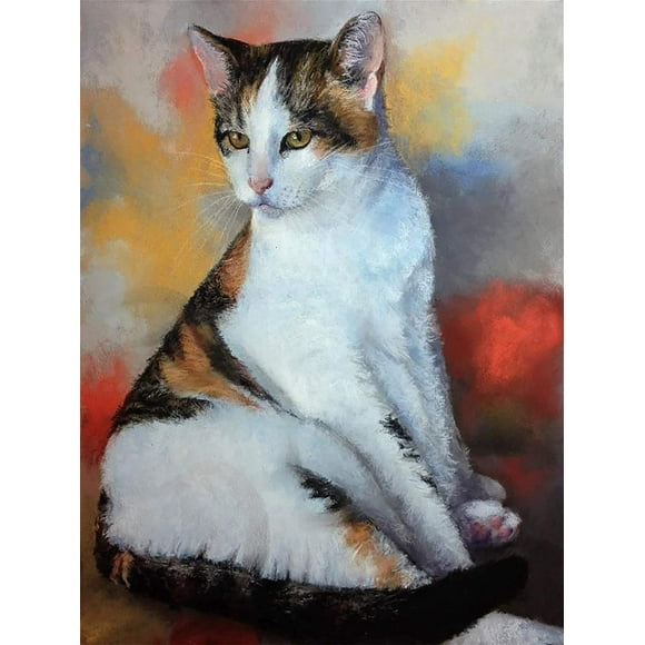 nipocaio Noble Cat DIY Diamond Painting Kit,Diamond Art Animal Full Round Diamond Diamond Painting Accessories,Hand Decorated Cross Stitch Canvas (12x16inch)