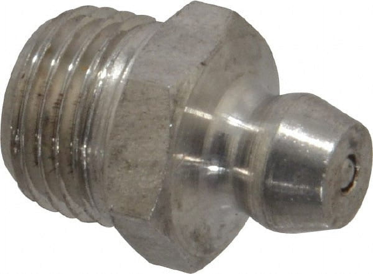 PRO-LUBE Straight Head Angle, 1/8-27 PTF Stainless Steel Standard Grease Fitting 7/16" Hex, 16.8mm Overall Height, 7.1mm Shank Length, Zinc Plated Finish