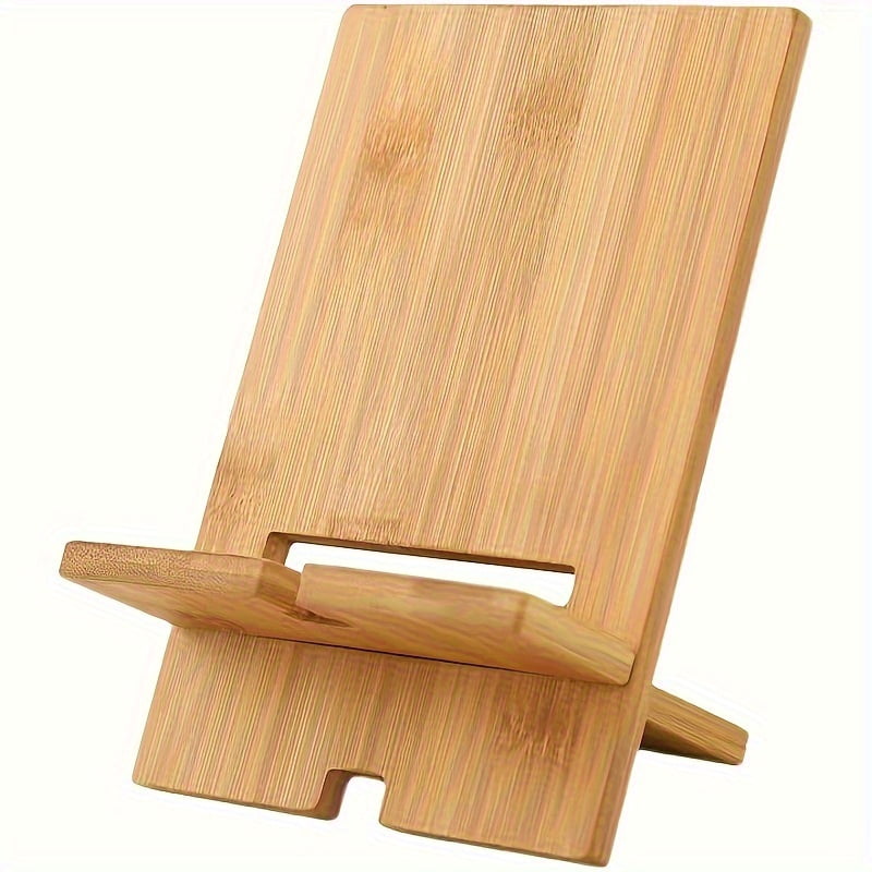 Set of 3 Bamboo Phone Stands - Natural Wooden Desktop Organizer for Smartphones, Tablet Stand and Charging Dock Holder, Eco-Friendly Desk Accessory
