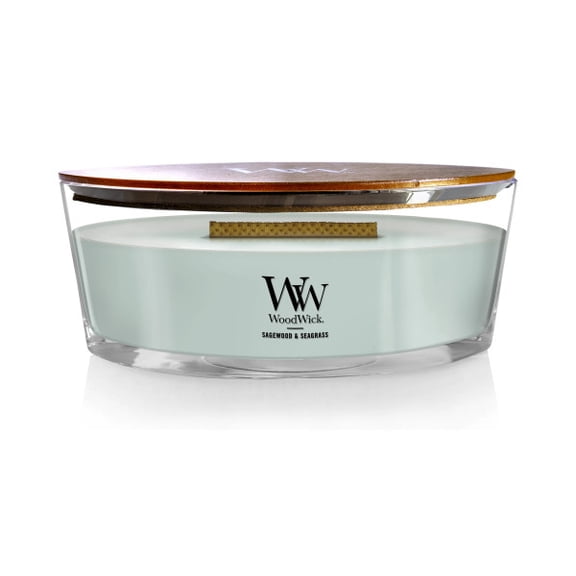 WoodWick Scented Ellipse Candle, Crackles as it Burns, Sagewood & Seagrass, 16oz