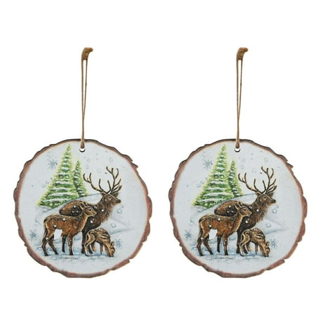 

Christmas Decorations Clearance RUZIYOOG Lovely Christmas Round Wooden Hanging Night Scenery Printed Pendant B