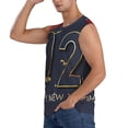 thumbnail image 3 of Lsque 2025 New Year 2 Print Men's Cotton Blend Sleeveless Muscle Shirts (S-3XL)- Moisture Wicking, Odor Protection, UPF 30+,X-Large, 3 of 8