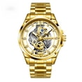 thumbnail image 3 of Reloj de Cuarzo Esqueleto para Hombre Caja de 42 Mm Correa de Acero Inoxidable Dorado Luminoso 30 M Impermeable Reloj de Pulsera Deportivo de Negocios, 3 of 7
