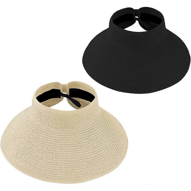 Straw Hats for Women UPF 50+ Visors Foldable Wide Brim Sun Hat Women Summer Beach Hat