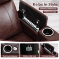 thumbnail image 4 of Bonzy Home Electric Power Recliner Chair Set of 3, Leather Home Theater Seating with Swivel Tray Cup Holders USB Port & Hidden Storage, Reclining Chair Sofa Furniture for Movie Room, Brown, 4 of 9