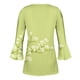 thumbnail image 5 of ICHUANYI Clearance Women's Casual Trumpet 3/4 Sleeve Printed Buttoned Basic Ruched Tops Pleated T-shirts Blouses(Green, XL) ICHUANYI WER2023081011627, 5 of 5