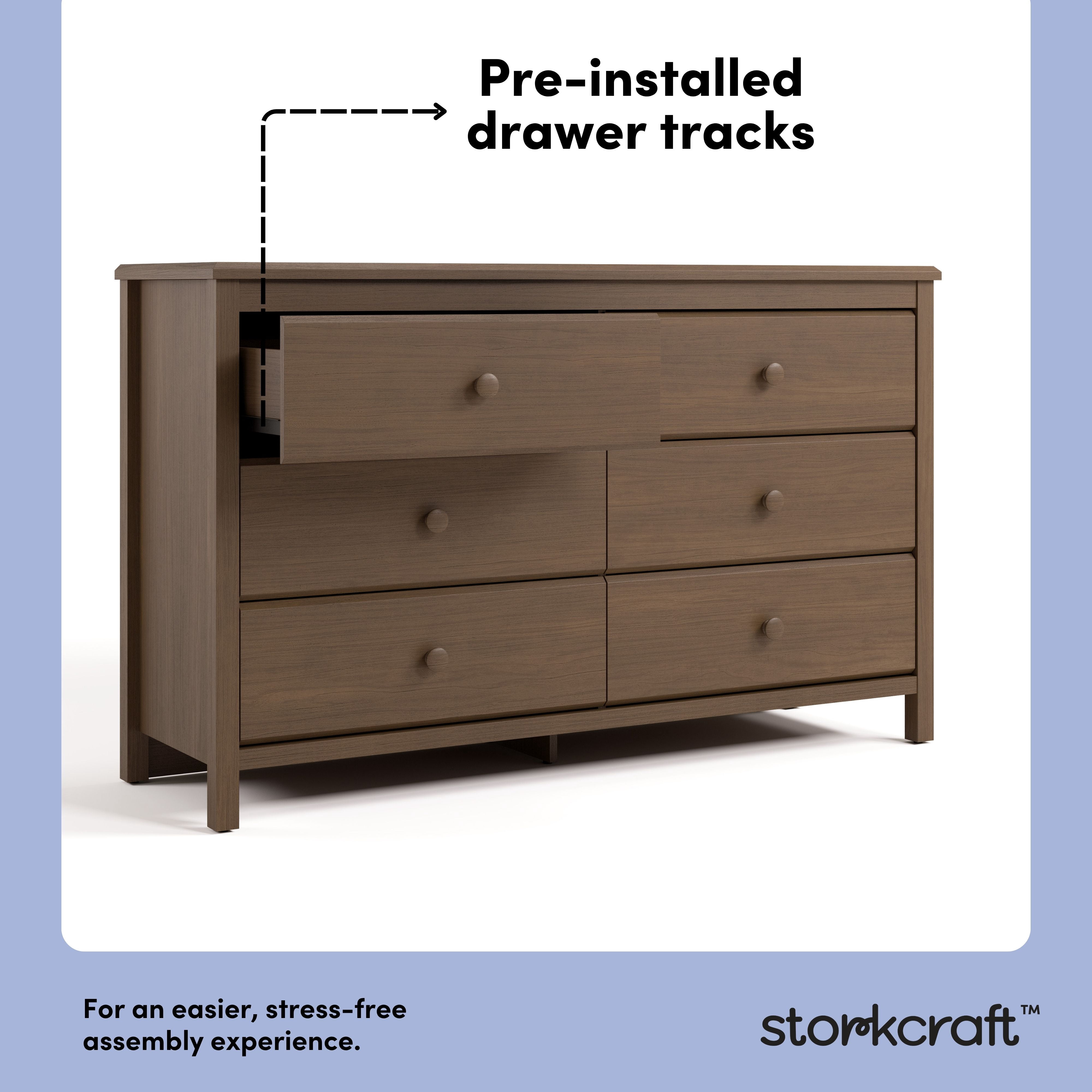 Storkcraft Alpine 6 Drawer Nursery Double Dresser, Hazelnut