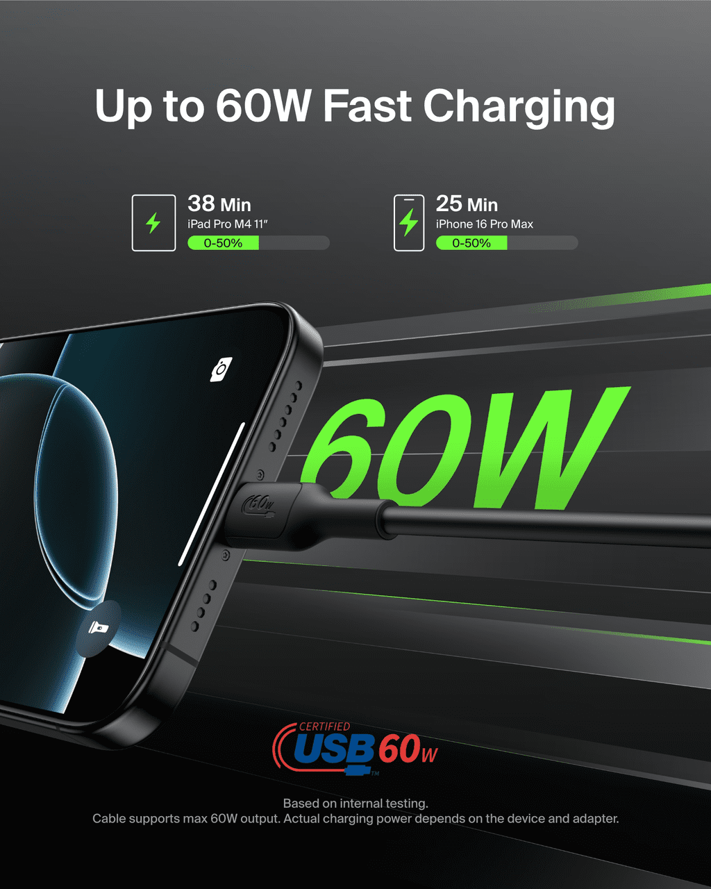 Belkin Eco USB C to USB C Cable 10ft, 60W - Soft, Flexible Fast Charging Cable, Type C Charger Cord for iPhone 16, Galaxy S25, Pixel 9, MacBook, iPad Pro, Chromebook, & More - Black