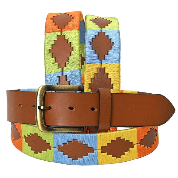 BE BAR H EQUINE Western Genuine Leather Men And Women Brown Belt Embroidered