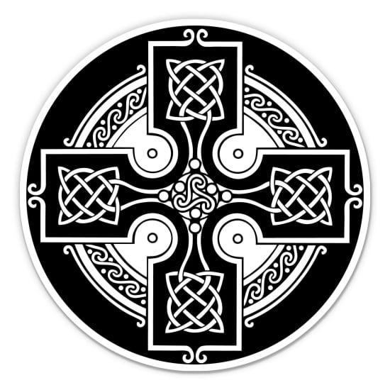 Celtic Cross Black and White - 3" Vinyl Sticker - For Car Laptop Water Bottle Phone - Waterproof Decal