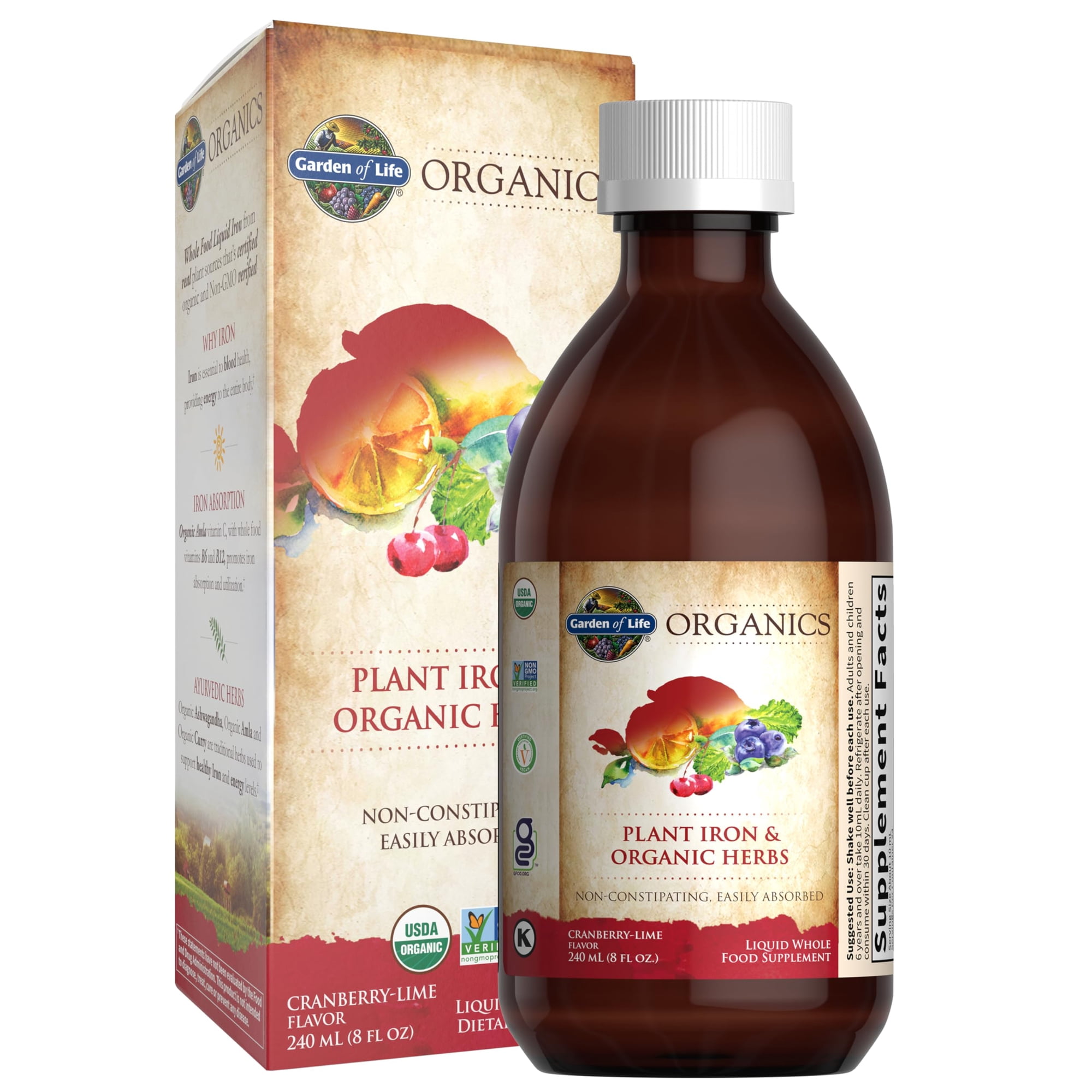 Garden of Life Organics Plant Iron & Organic Herbs, Cherry-Lime Flavor, 8 fl oz