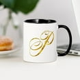 thumbnail image 3 of CafePress - Monogram P Gold Faux Foil Monograms Metallic Mugs - 11 oz Ceramic Mug - Novelty Coffee Tea Cup, 3 of 4