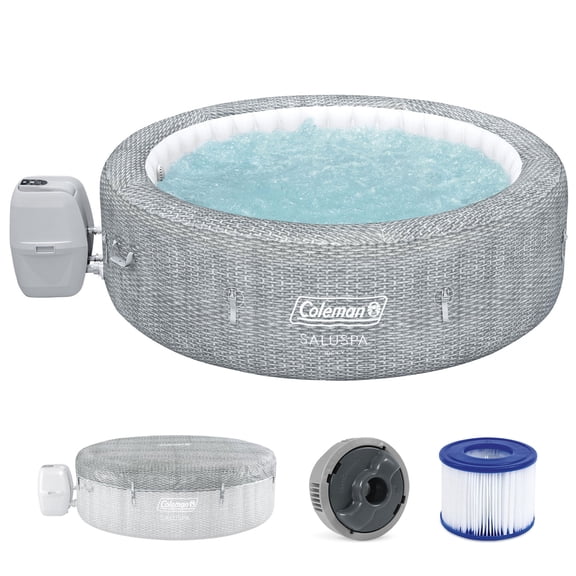 Coleman Sicily 5-7 Person AirJet Inflatable Hot Tub with EnergySense Cover, Grey, 85"x28"
