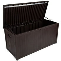 Pure Garden 113-Gallon Outdoor Storage Box - Durable Resin Deck Box, Brown