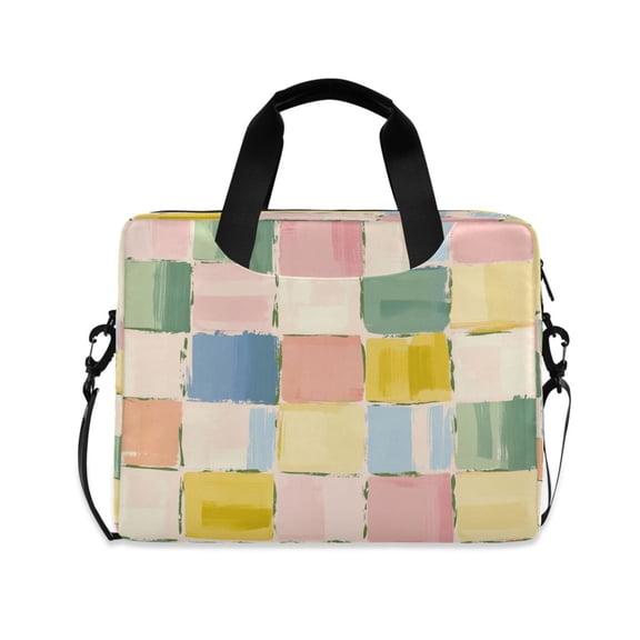 16inch Laptop Briefcase, Business Laptop Bag with Detachable Strap & Padded Compartment, Water-Resistant Polyester,Colorful Checkered