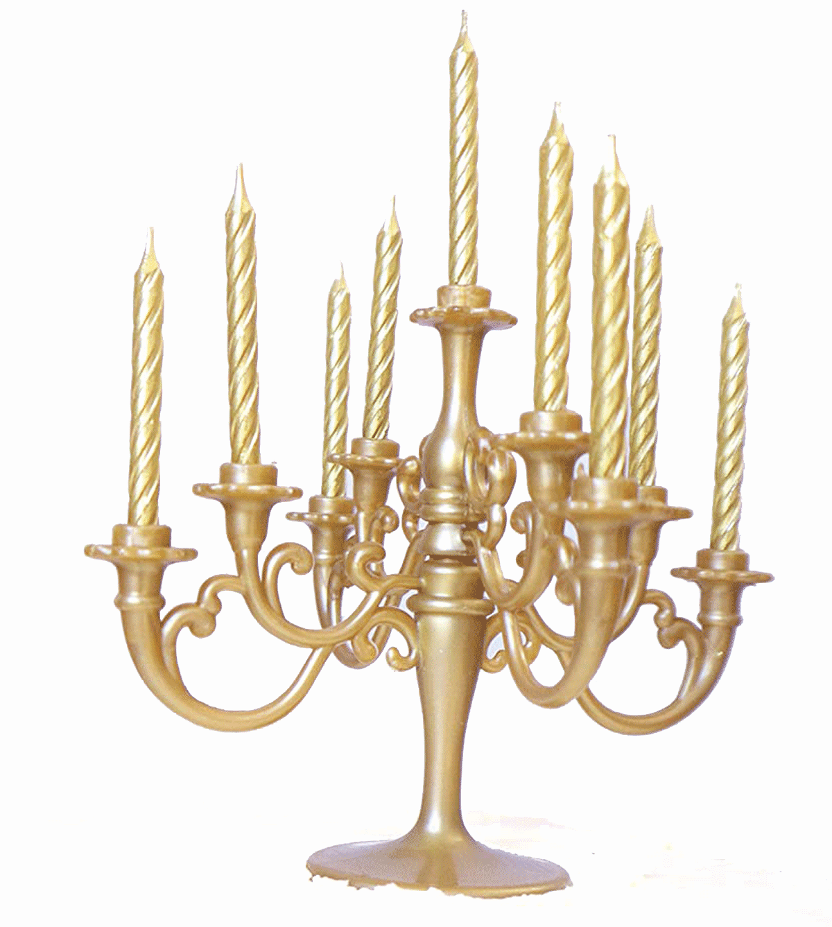 Northeast Home Goods Gold CAKE CANDELABRA Cake Topper with Candles