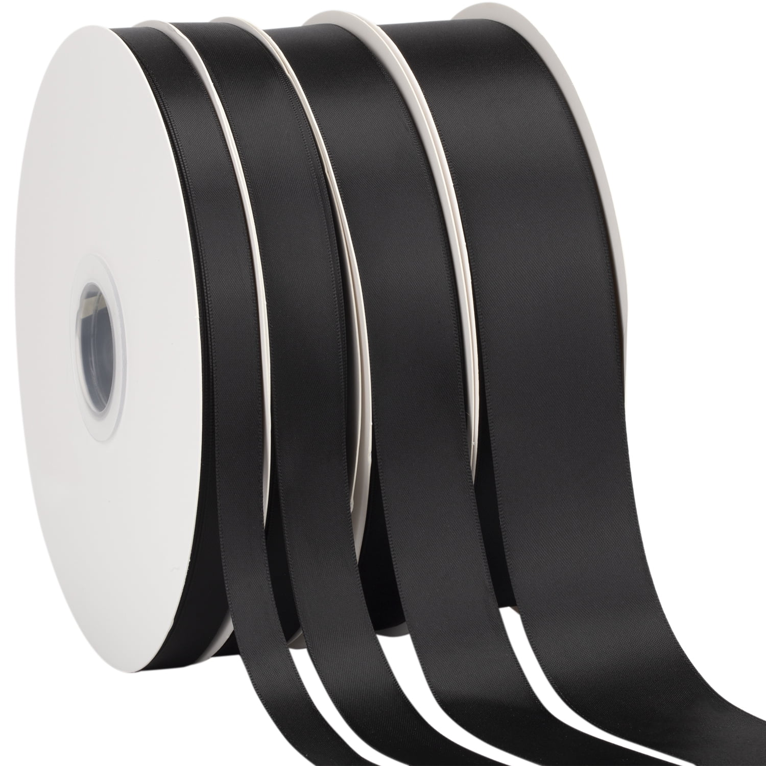 Ribbonitlux Black Satin Ribbon 1 inch Double Sided Quality Satin for Weddings, Invitations, Sashes, Crafts, Apparel, Headbands - 100 Yds/roll