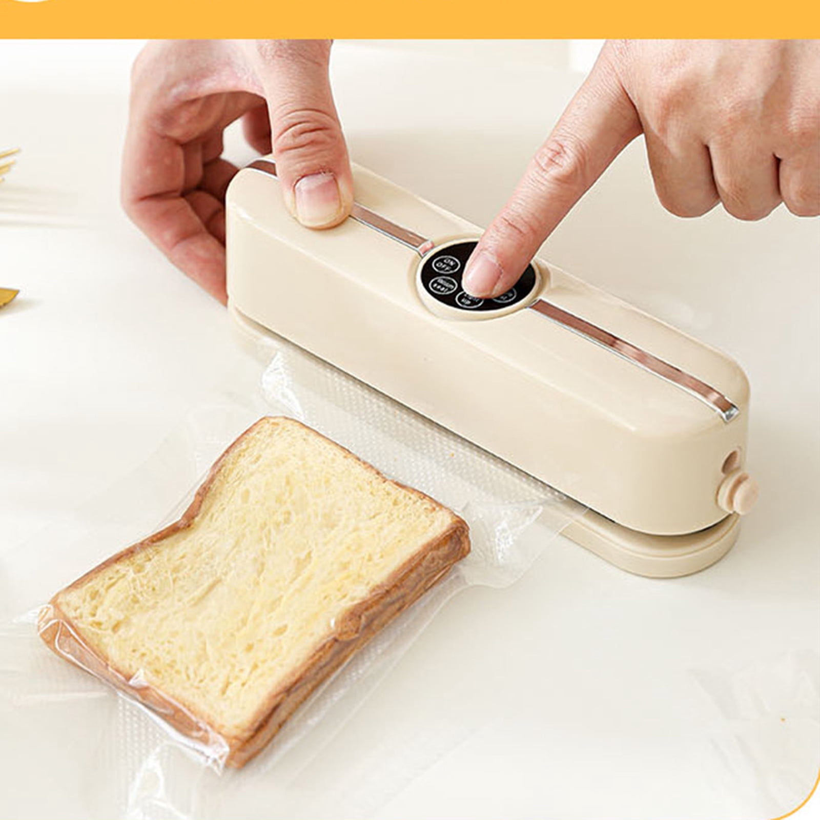 Mini Vacuum Sealing Machine – Automatic Food Preservation Device, Portable Packaging Machine | Kitchen Vacuum Sealers for Meat Vegetables Snacks, Freshness Storage Appliance, 1Pc(Beige,6.7x1.7x2")