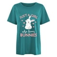 thumbnail image 4 of Easter Bunny Rabbit Graphic Short Sleeve T Shirt for Women Crew Neck Casual Tee Soft Breathable Sky Blue XL, 4 of 4