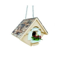 CC Home Furnishings 8" Beige and Brown Cottage Outdoor Garden Birdhouse