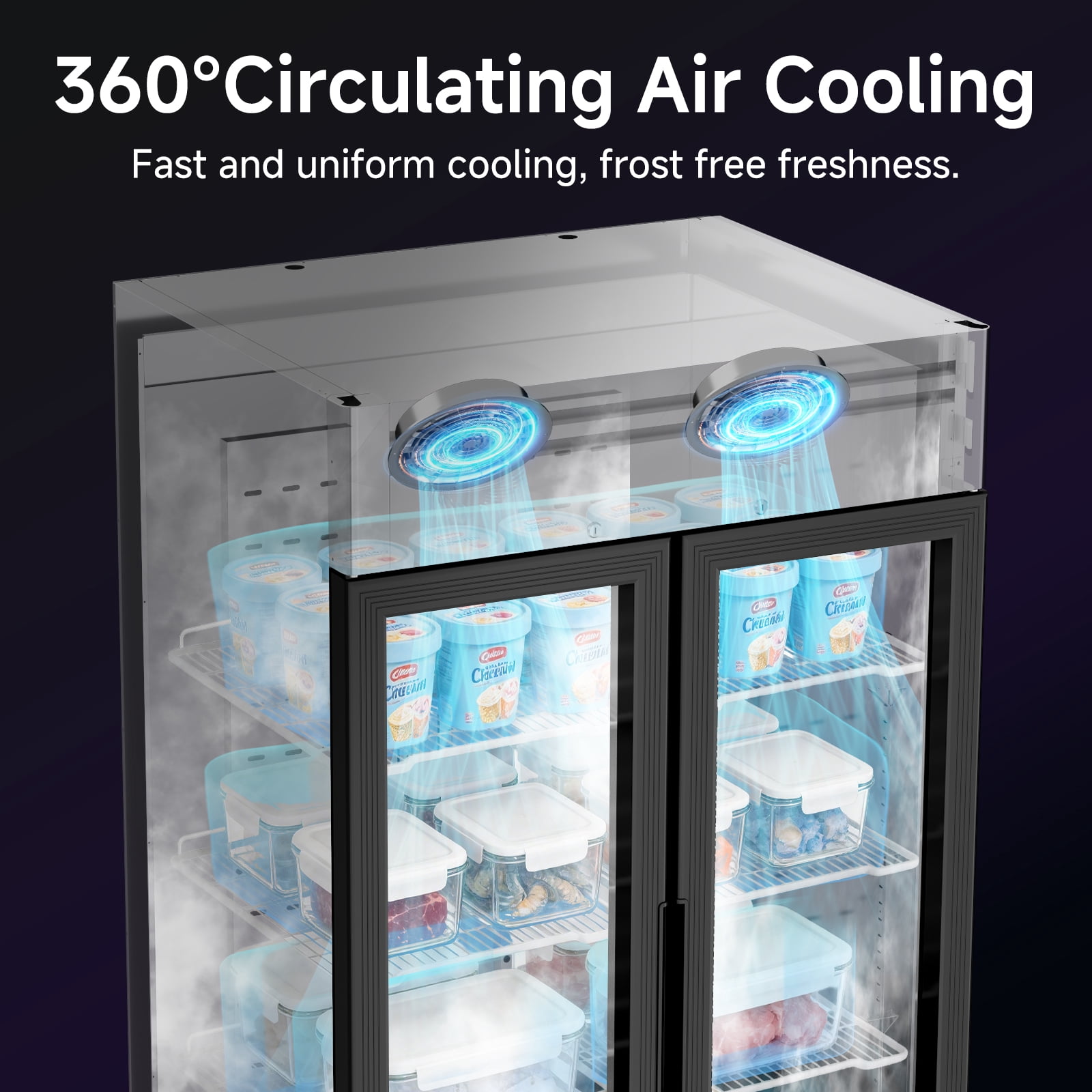 Coolake 40"W 36 Cu.Ft. Commercial Display Beverage Refrigerator with 2 Glass Doors, Stainless Steel Merchandiser Cooler