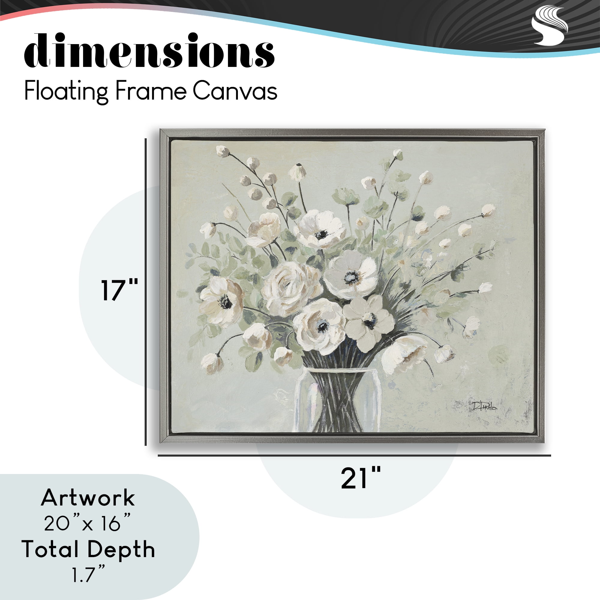 Stupell Industries Siempre Bella Bouquet Gray Framed Floater Canvas Wall Art, design by Patricia Pinto