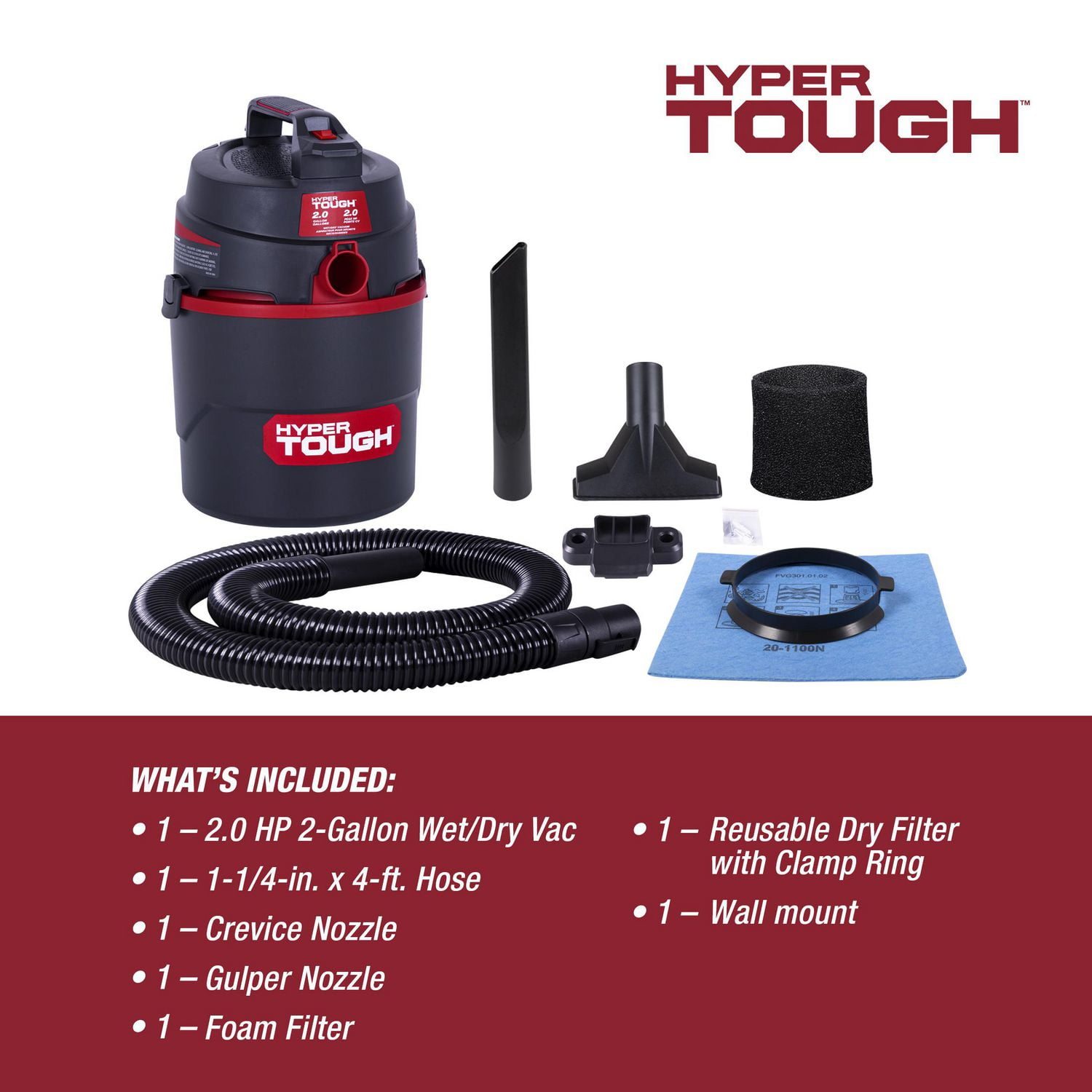 Hyper Tough 7,6 Litres Polyéthylène Aspirateur Eau Et Poussière