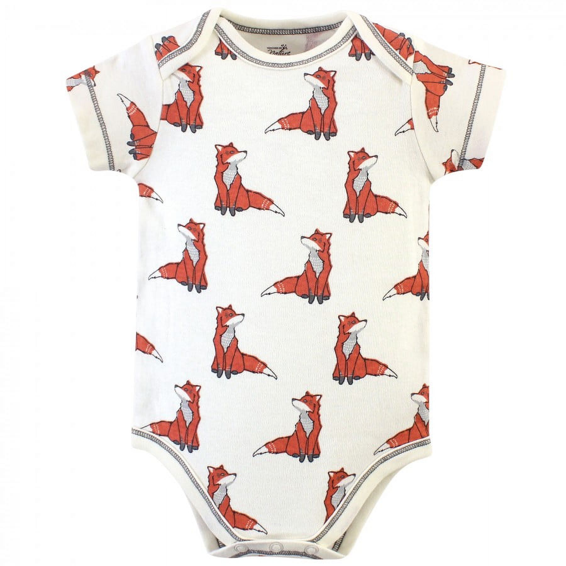 Touched by Nature Baby Boy Organic Cotton Bodysuits 5pk, Boho Fox, 0-3 Months