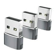 thumbnail image 3 of 3 piezas 3.1 a USB 2.0 Adaptador de enchufe de transferencia rápida de datos hembra a macho para Gris, 3 of 9