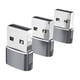 thumbnail image 3 of 3 adaptadores USB 3.1 Tipo-C a USB 2.0 Plug and Play, hembra a macho para transmisión de datos. Gris, 3 of 9
