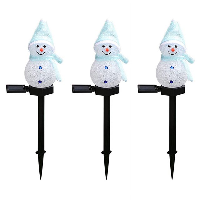 3 luces solares navideñas con energía solar, luces LED decorativas para jardín al aire libre, estacas navideñas de color azul
