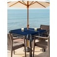 thumbnail image 2 of Outdoor Tablecloth with Umbrella Hole and Zipper, Navy Blue Geometric Square Table Cloth 60x60 Inch Waterproof Tablecloth, Farmhouse Geo Retro Art Watercolor Picnic Table Cover for Patio Camping, 2 of 7
