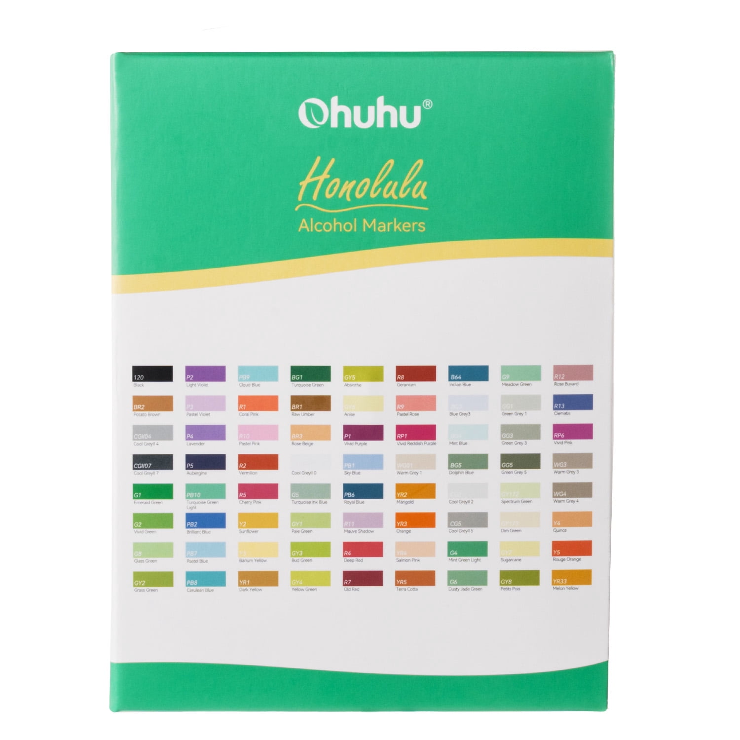Ohuhu 72 Colors Brush-and-Chisel Dual Tips Colors Alcohol-Based Markers with 1 Colorless Blender-Unique Packaging
